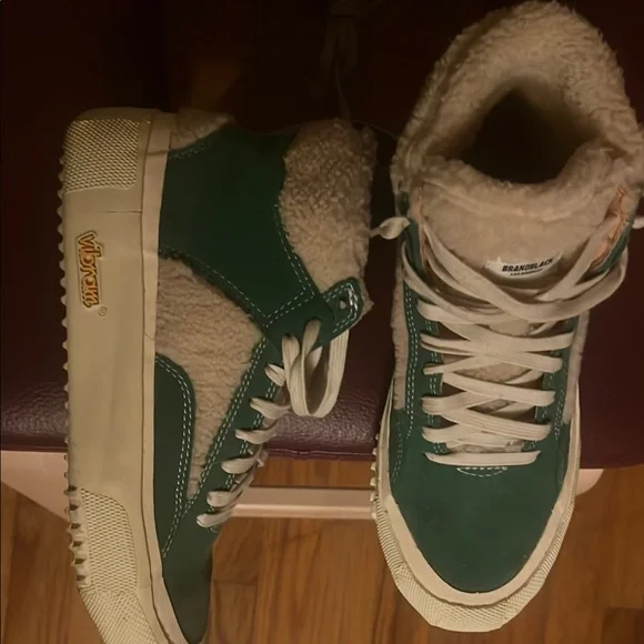 Anthropologie x Brandblack Vibram Green and Cream High-Top Sneakers - Picture 2 of 6